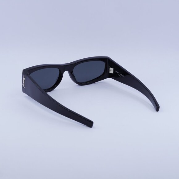 Saint Laurent SLM140 001 Sunglasses Black Rectangle Frame, Black Lenses - Picture 11 of 12